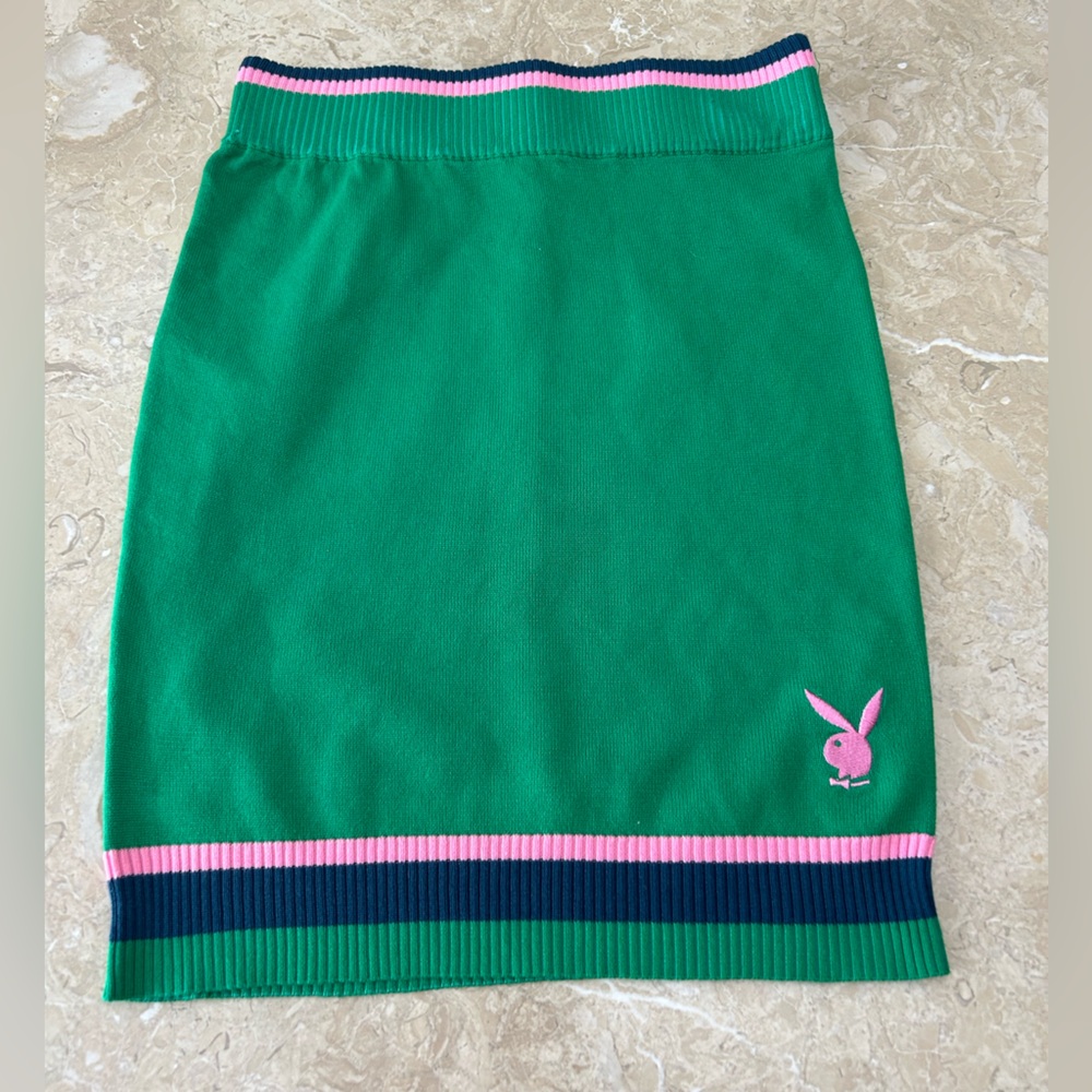 Missguided+ Green Ribbed Pencil Skirt Athletic Style Preowned